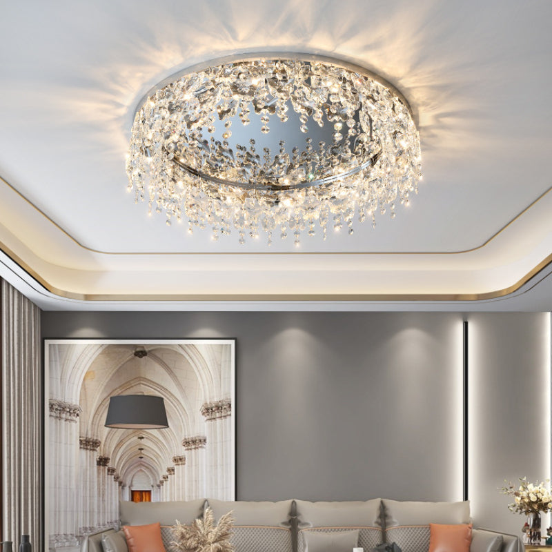 Sparkling Crystal Flush Ceiling Fixture