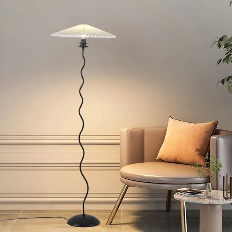 Minimalist Floor Lamp with Pleated Cone Shade