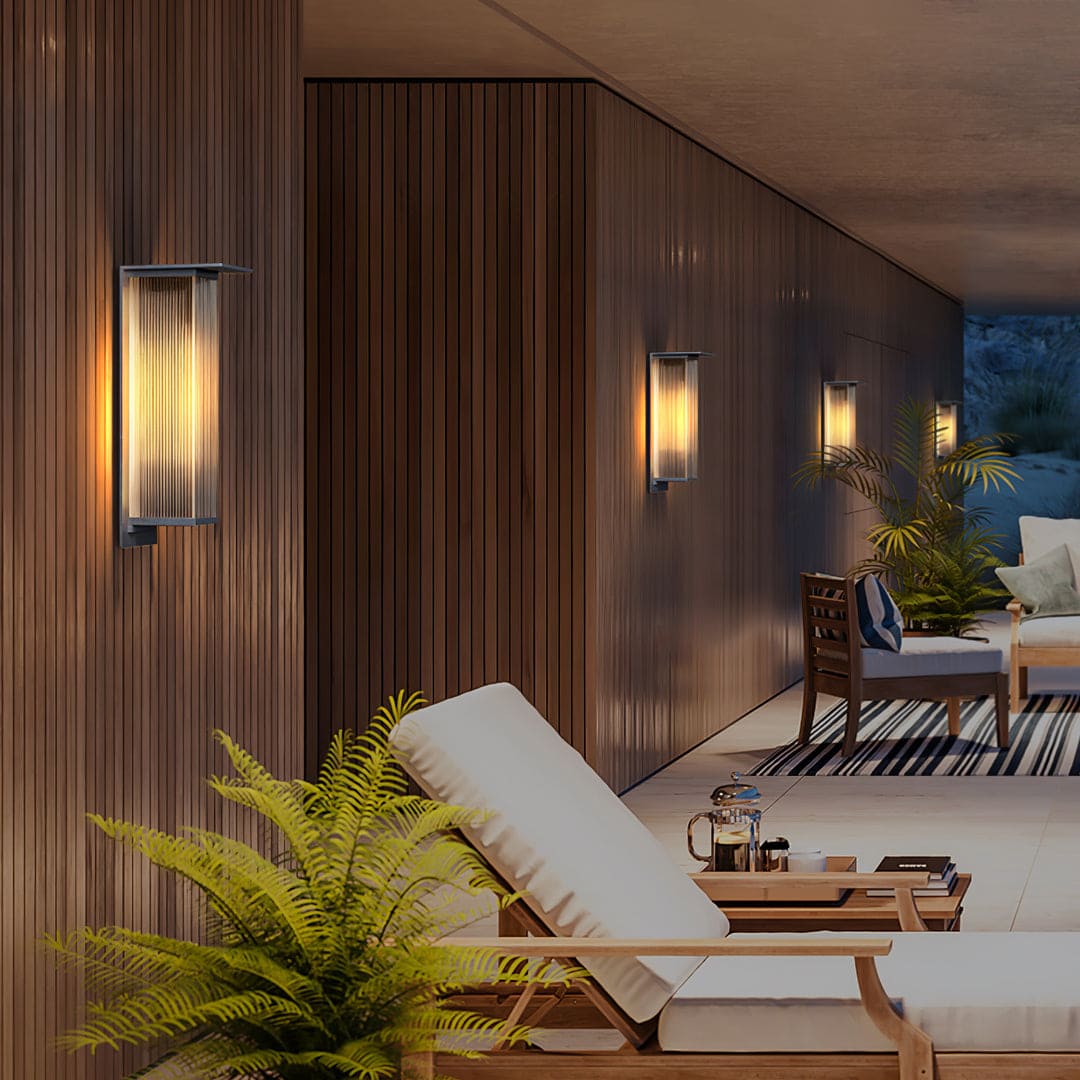 Modern Solar Outdoor Wall Fixture – Rectangular Design, Energy-Efficient
