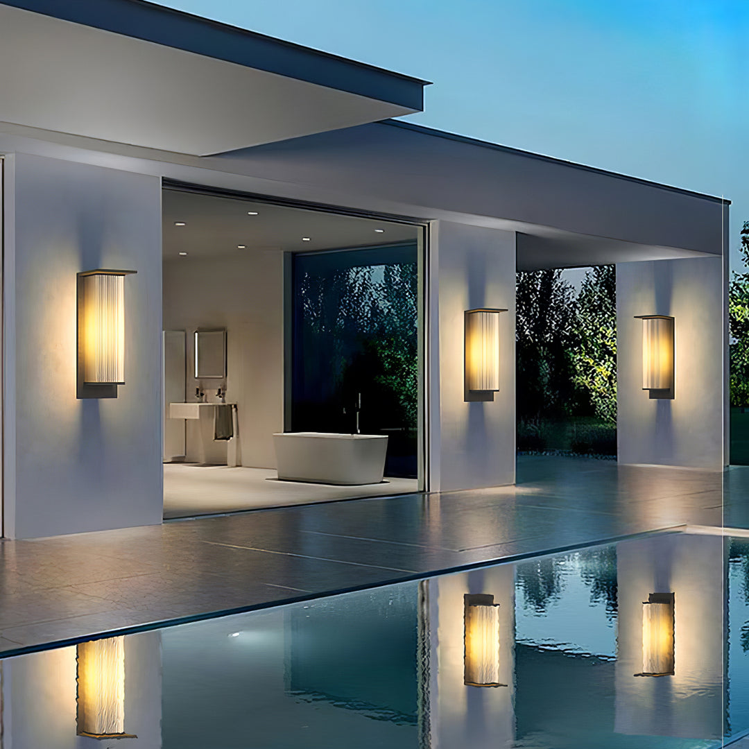Modern Solar Outdoor Wall Fixture – Rectangular Design, Energy-Efficient