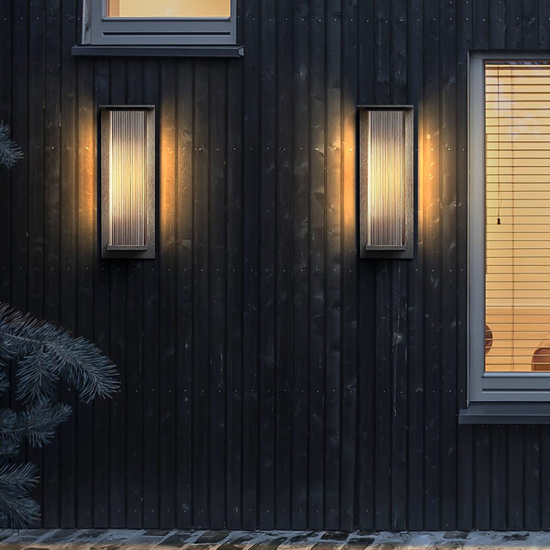 Modern Solar Outdoor Wall Fixture – Rectangular Design, Energy-Efficient