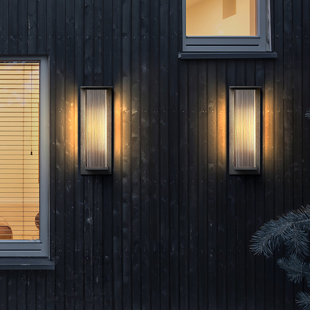 Modern Solar Outdoor Wall Fixture – Rectangular Design, Energy-Efficient