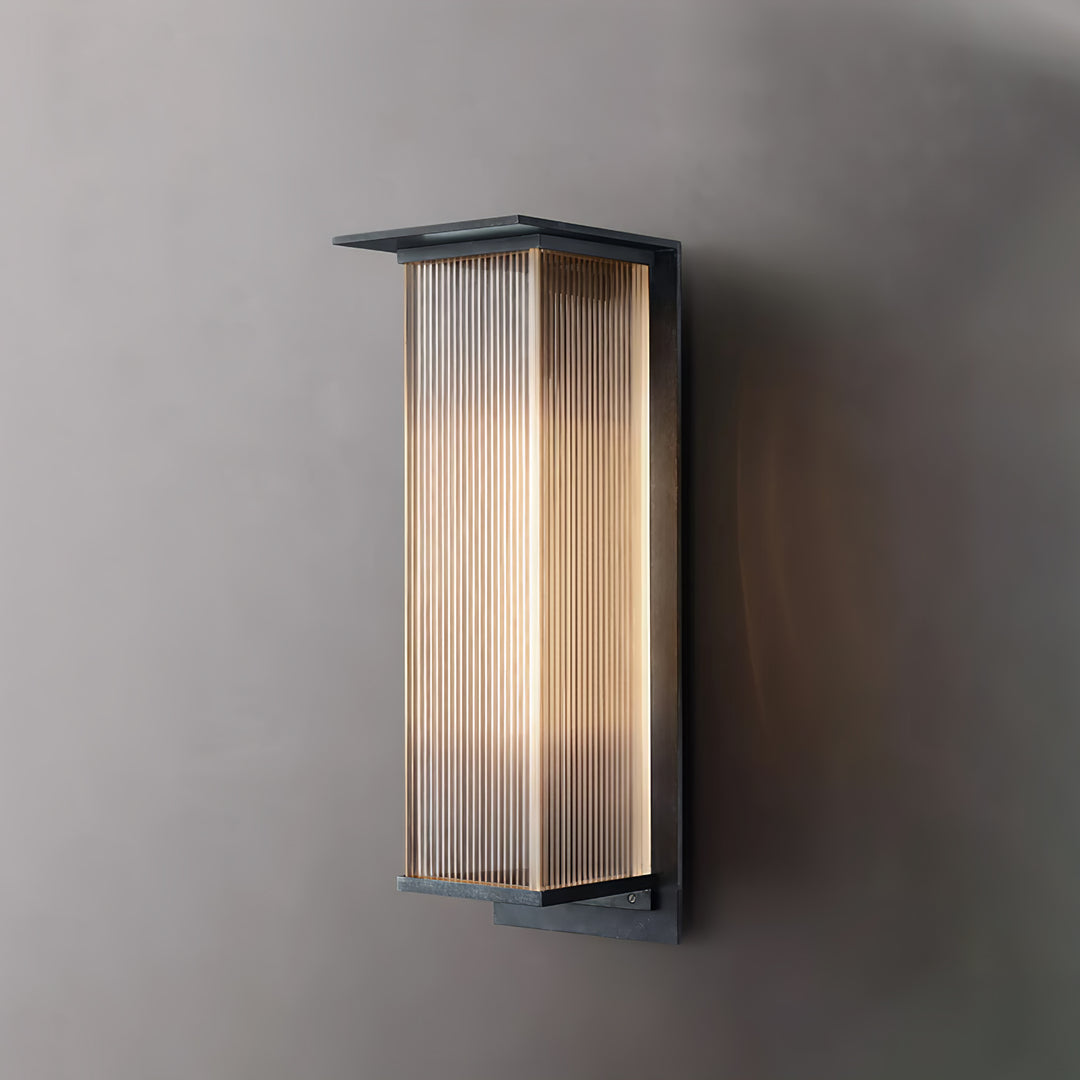 Modern Solar Outdoor Wall Fixture – Rectangular Design, Energy-Efficient