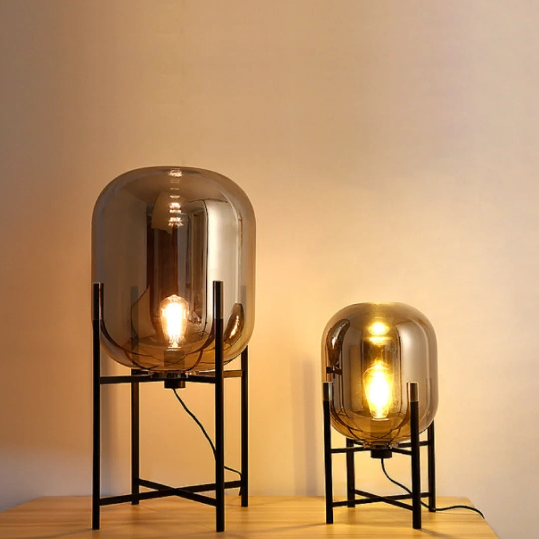 Industrial Open-Frame with Oval-Shaped Table Lamp