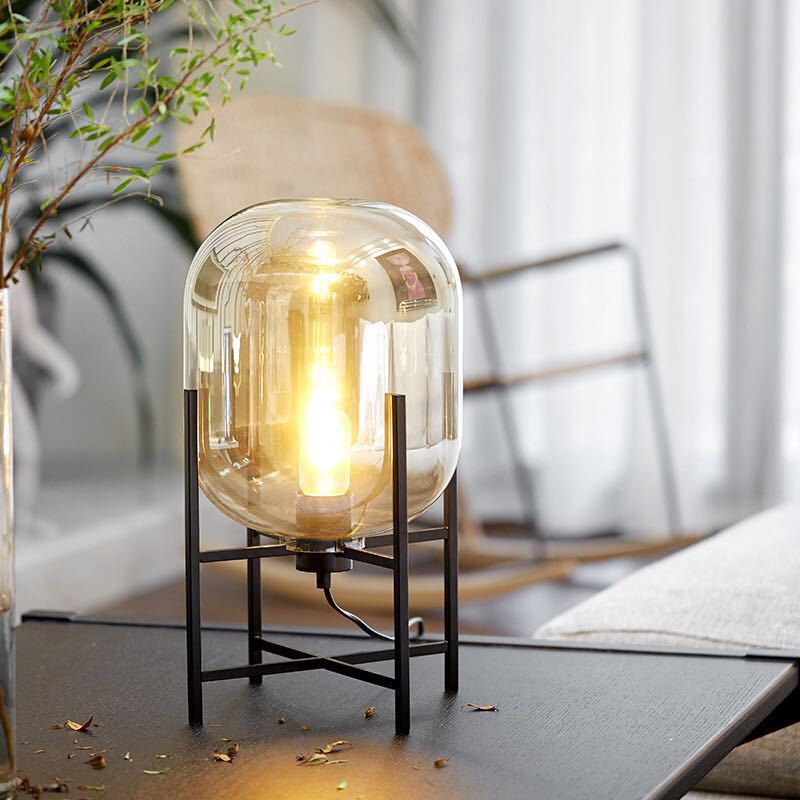 Industrial Open-Frame with Oval-Shaped Table Lamp
