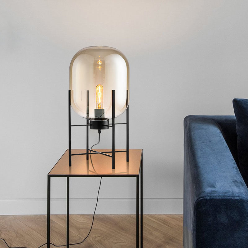 Industrial Open-Frame with Oval-Shaped Table Lamp