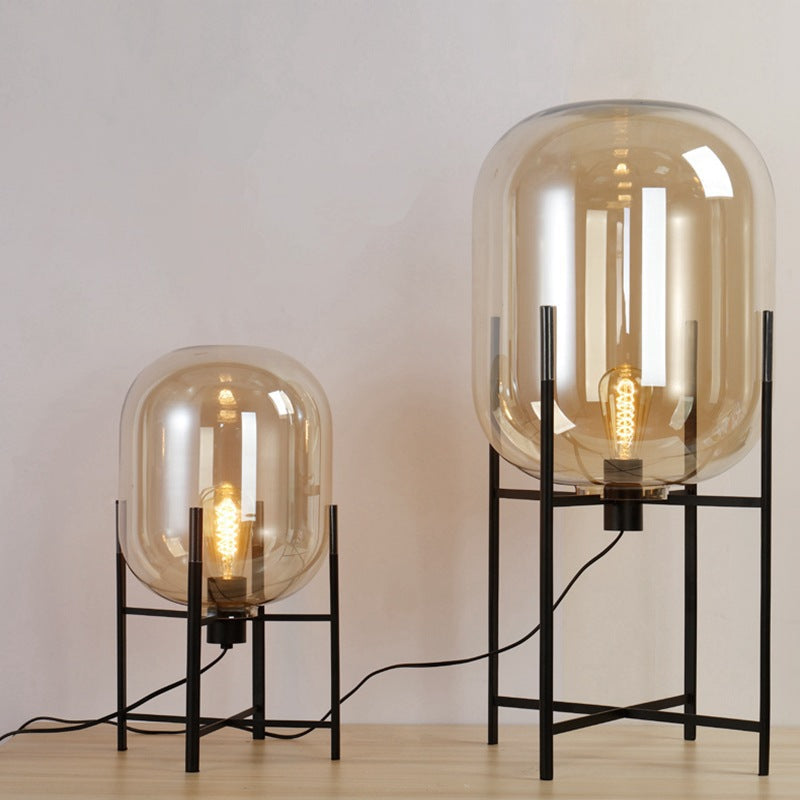 Industrial Open-Frame with Oval-Shaped Table Lamp