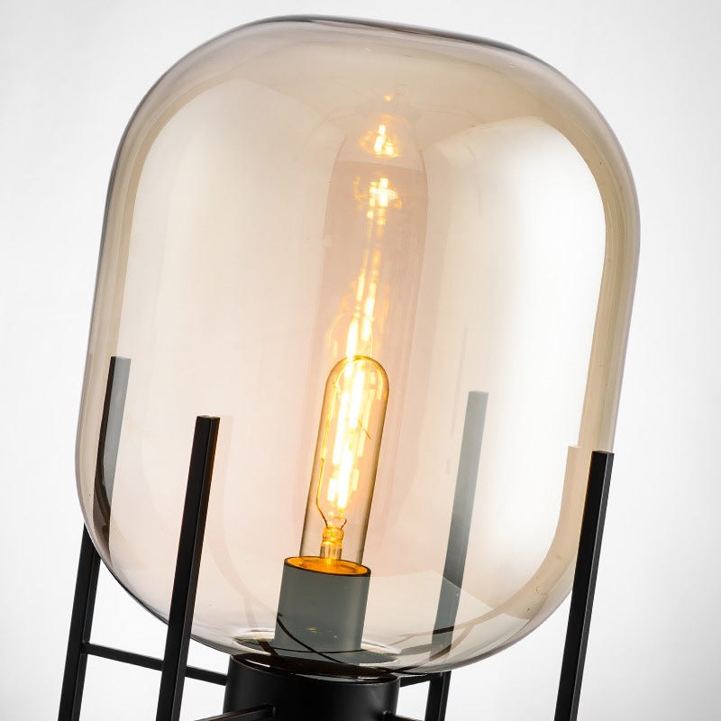 Industrial Open-Frame with Oval-Shaped Table Lamp