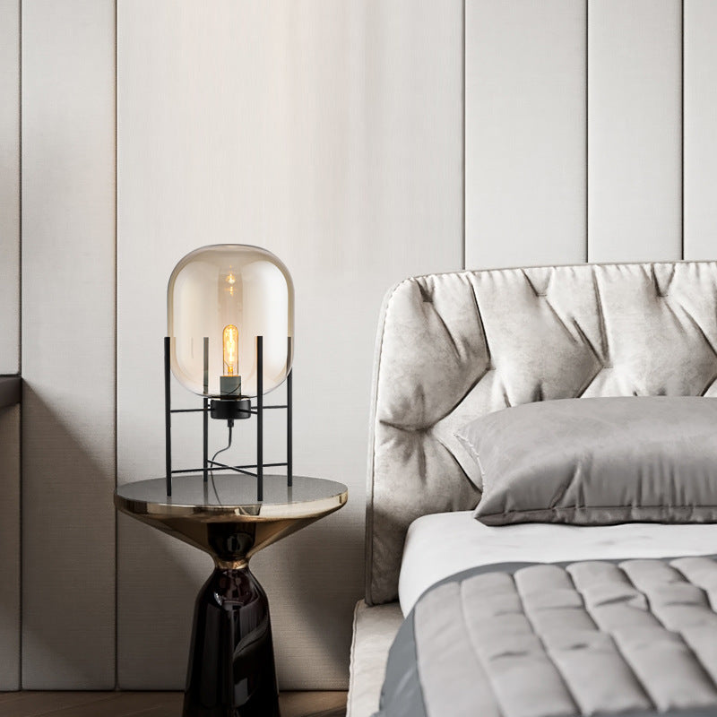 Industrial Open-Frame with Oval-Shaped Table Lamp