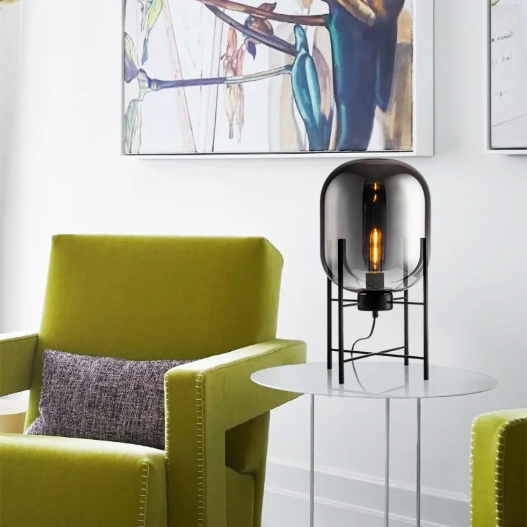 Industrial Open-Frame with Oval-Shaped Table Lamp