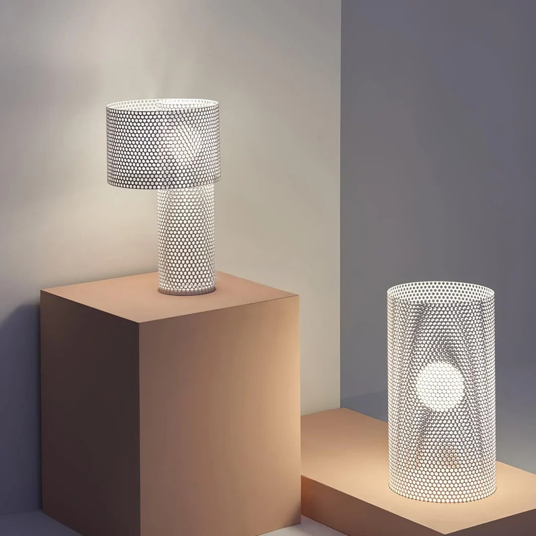 Minimalist Table Lamp – Coaxial Perforated Design