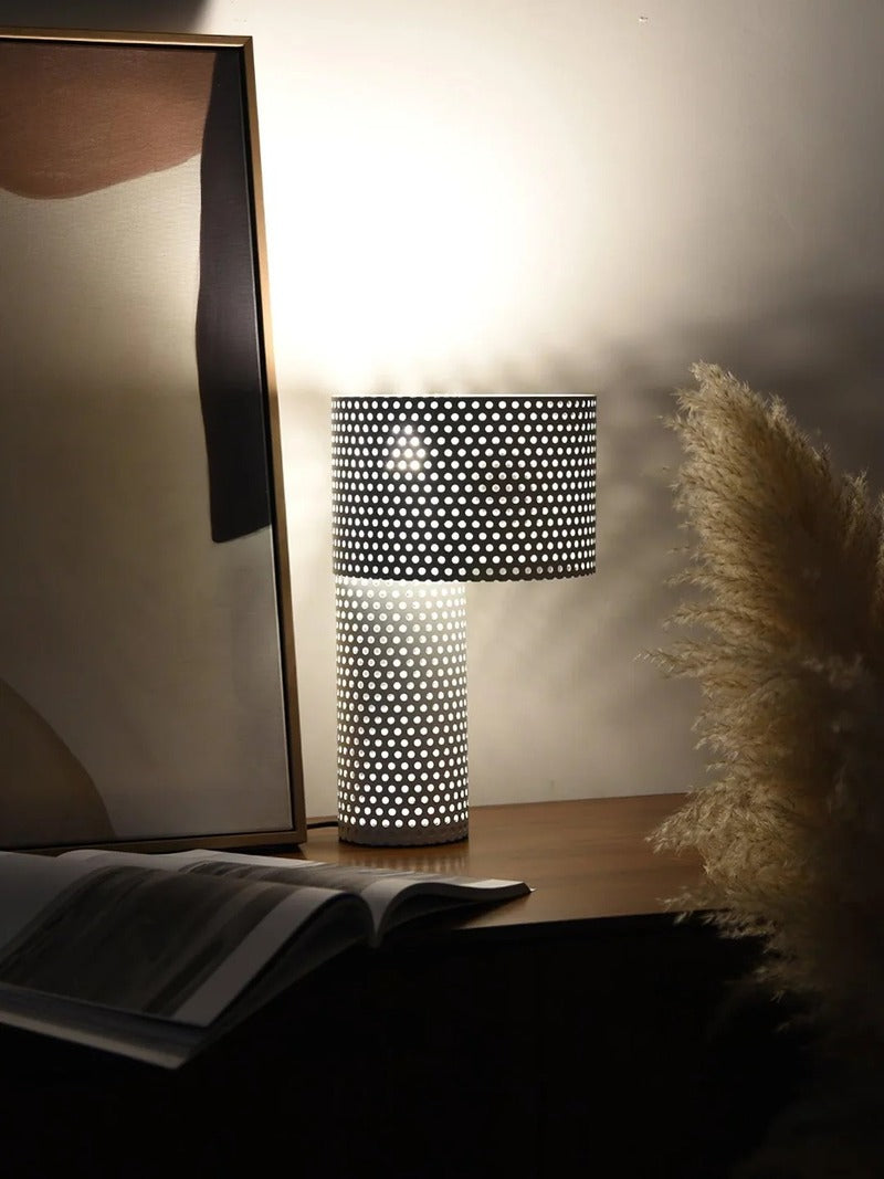 Minimalist Table Lamp – Coaxial Perforated Design