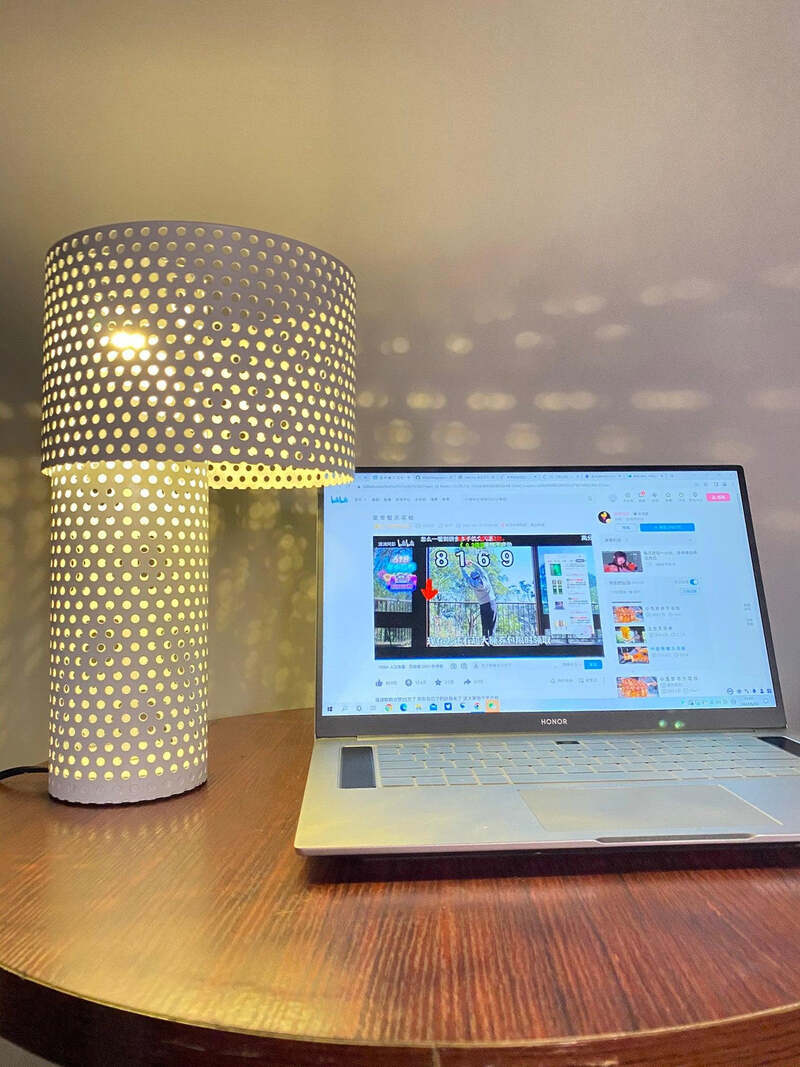 Minimalist Table Lamp – Coaxial Perforated Design