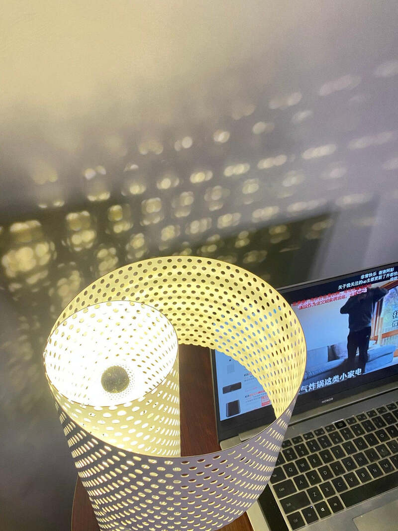 Minimalist Table Lamp – Coaxial Perforated Design
