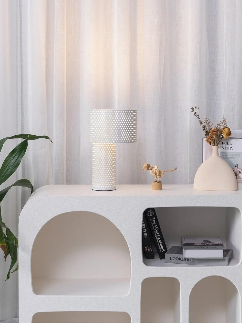 Minimalist Table Lamp – Coaxial Perforated Design