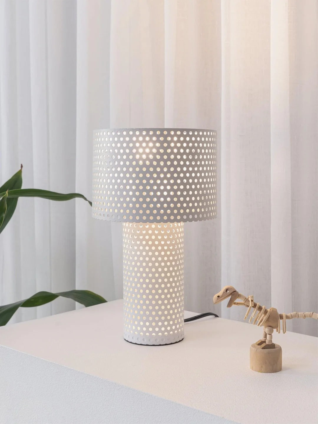 Minimalist Table Lamp – Coaxial Perforated Design