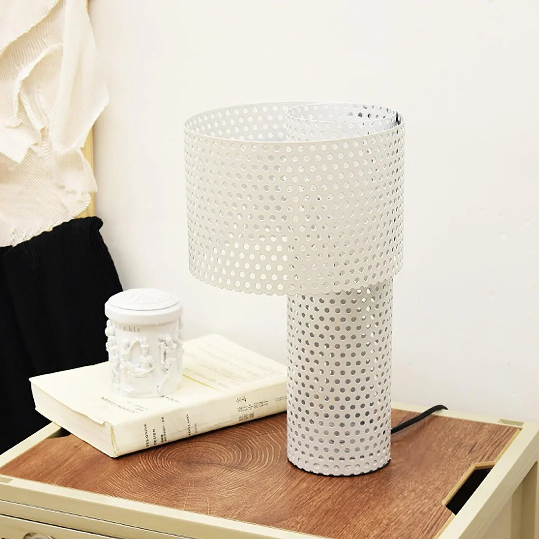 Minimalist Table Lamp – Coaxial Perforated Design