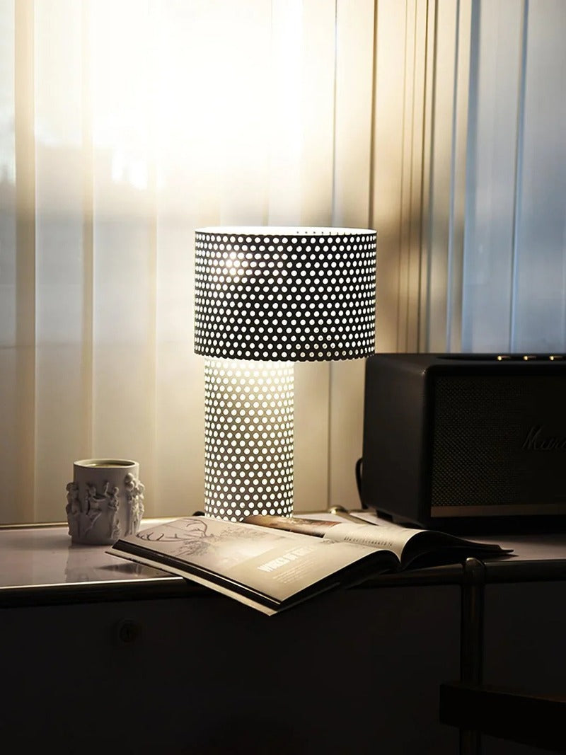 Minimalist Table Lamp – Coaxial Perforated Design