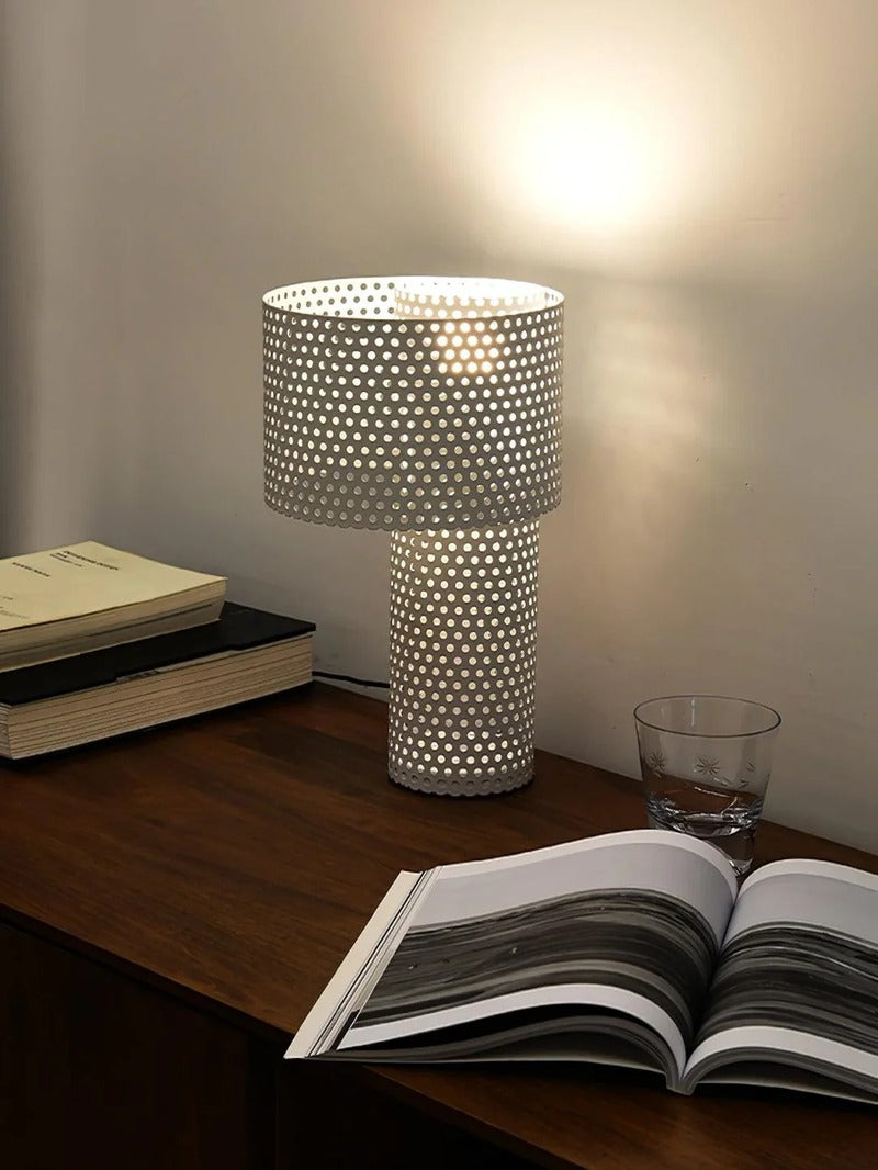 Minimalist Table Lamp – Coaxial Perforated Design