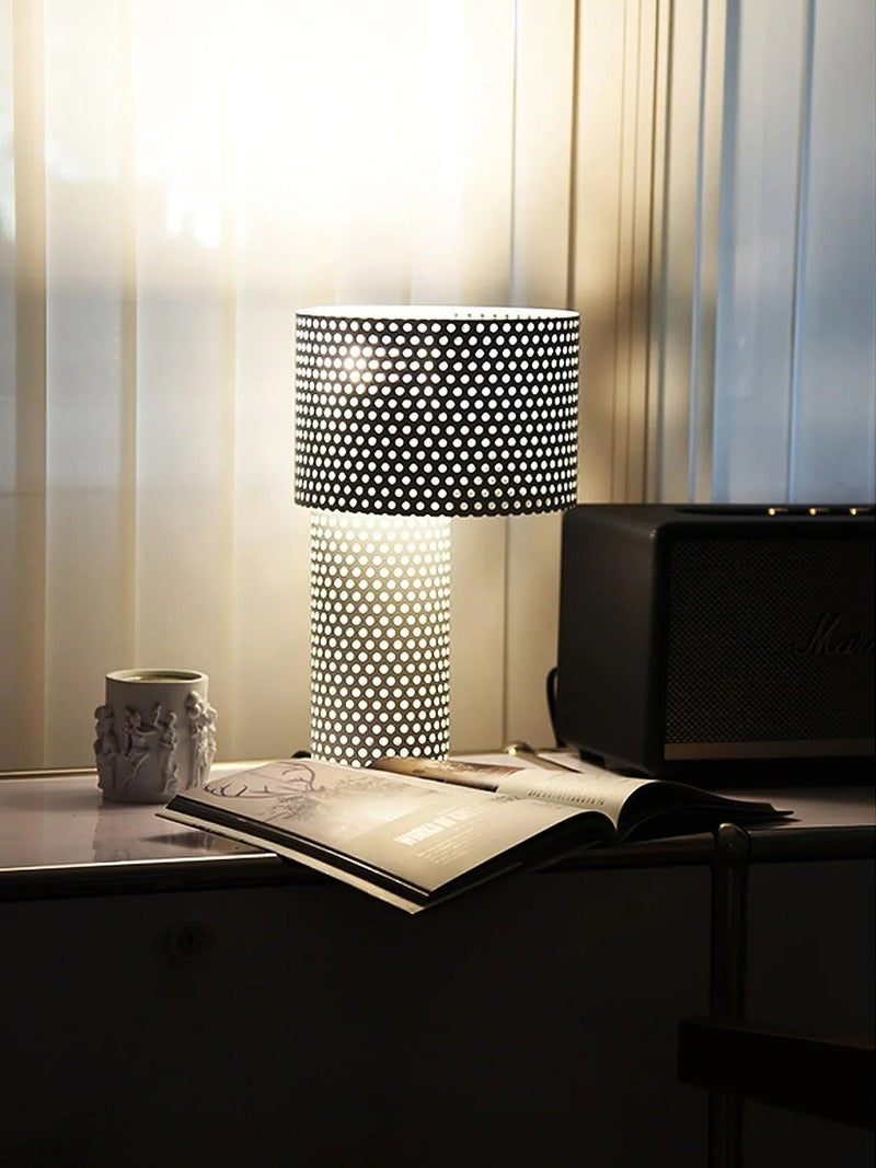 Minimalist Table Lamp – Coaxial Perforated Design