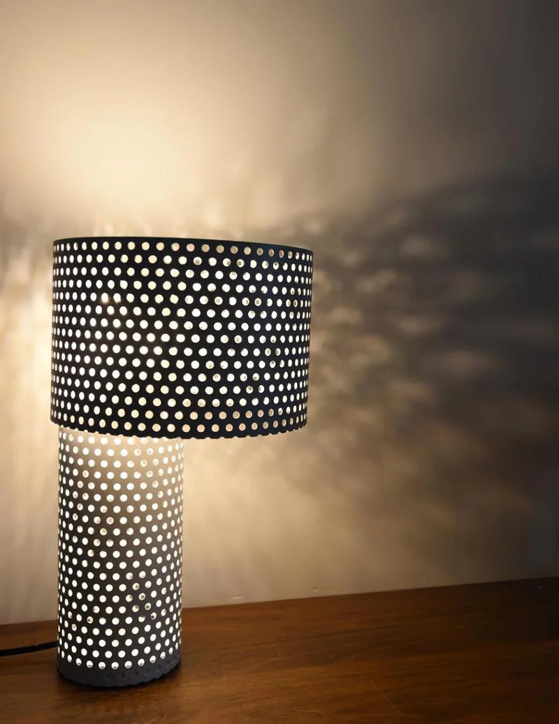 Minimalist Table Lamp – Coaxial Perforated Design