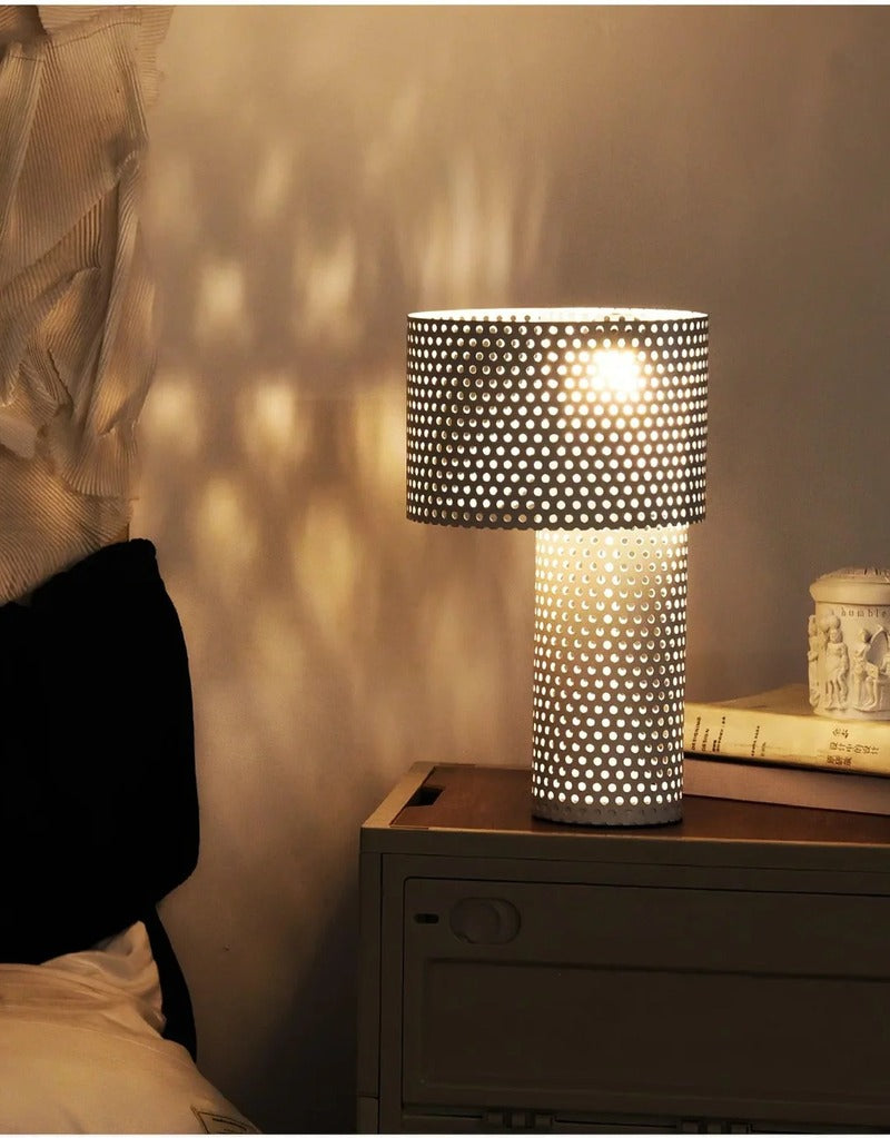 Minimalist Table Lamp – Coaxial Perforated Design