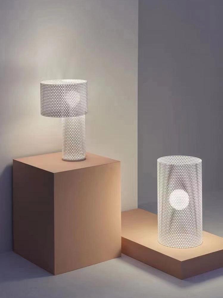 Minimalist Table Lamp – Coaxial Perforated Design