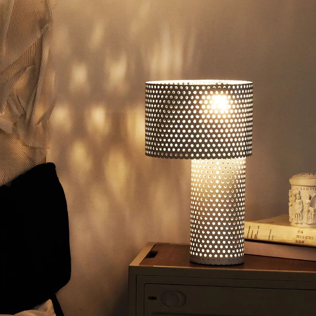 Minimalist Table Lamp – Coaxial Perforated Design