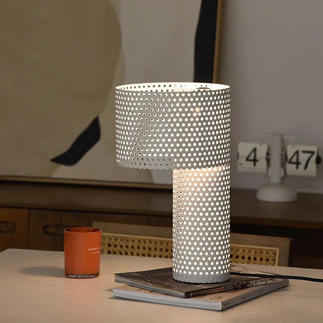 Minimalist Table Lamp – Coaxial Perforated Design