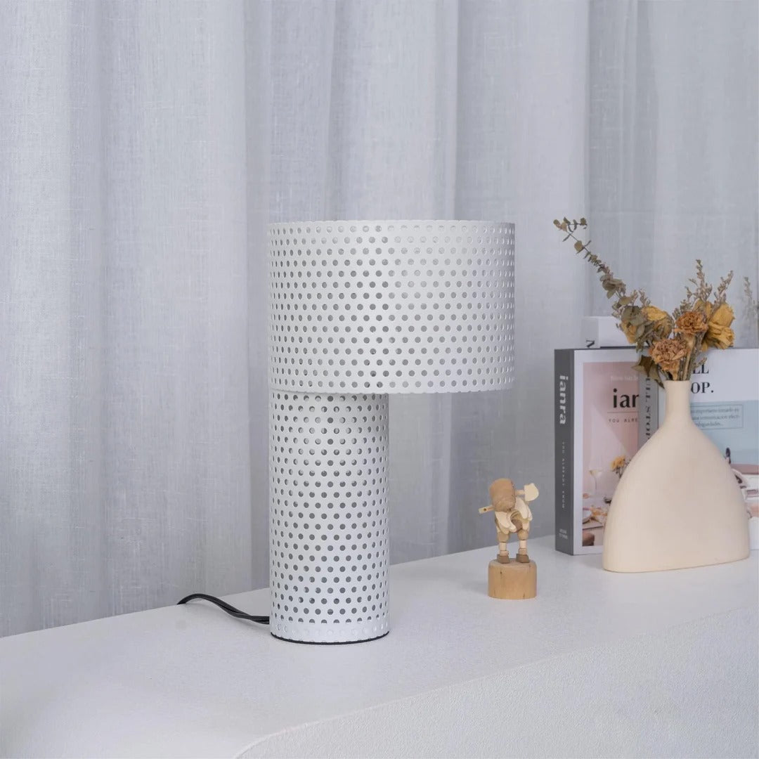 Minimalist Table Lamp – Coaxial Perforated Design