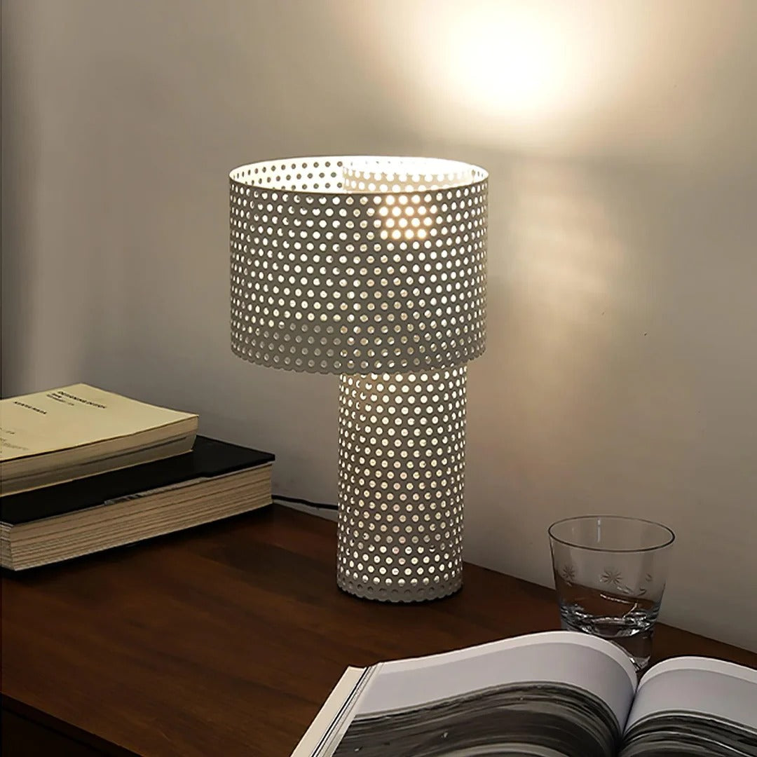 Minimalist Table Lamp – Coaxial Perforated Design