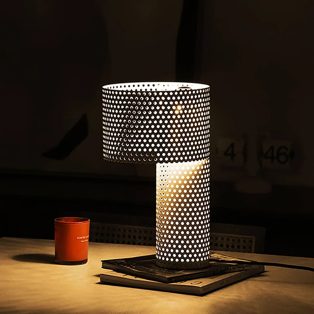 Minimalist Table Lamp – Coaxial Perforated Design