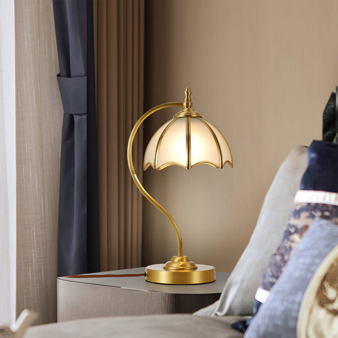 Vintage Table Lamp – Curved Relief Dome Shade