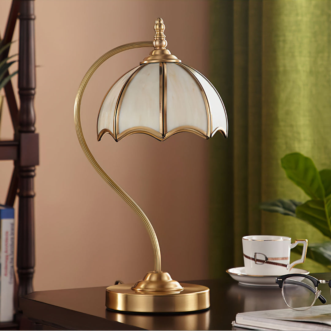 Vintage Table Lamp – Curved Relief Dome Shade