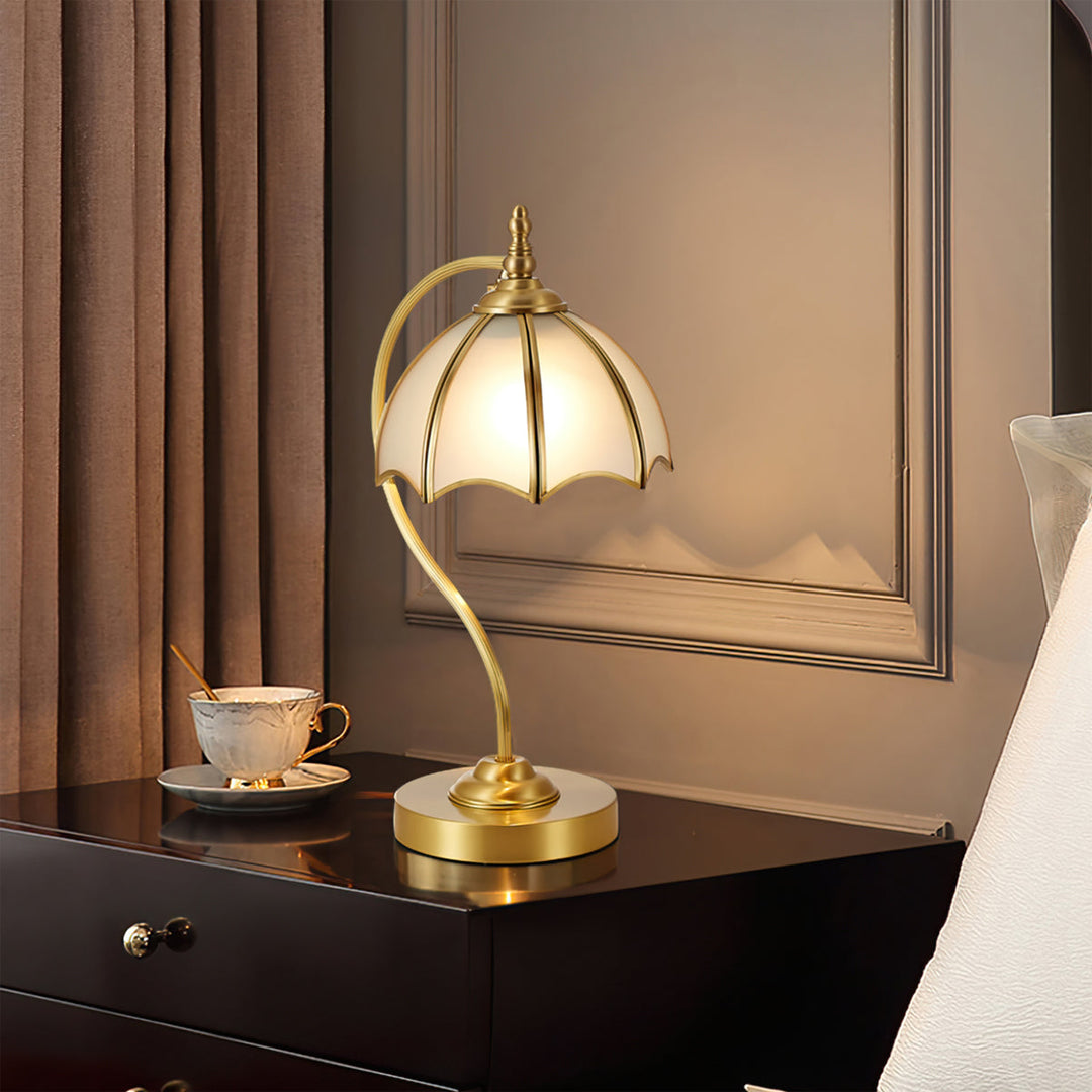 Vintage Table Lamp – Curved Relief Dome Shade