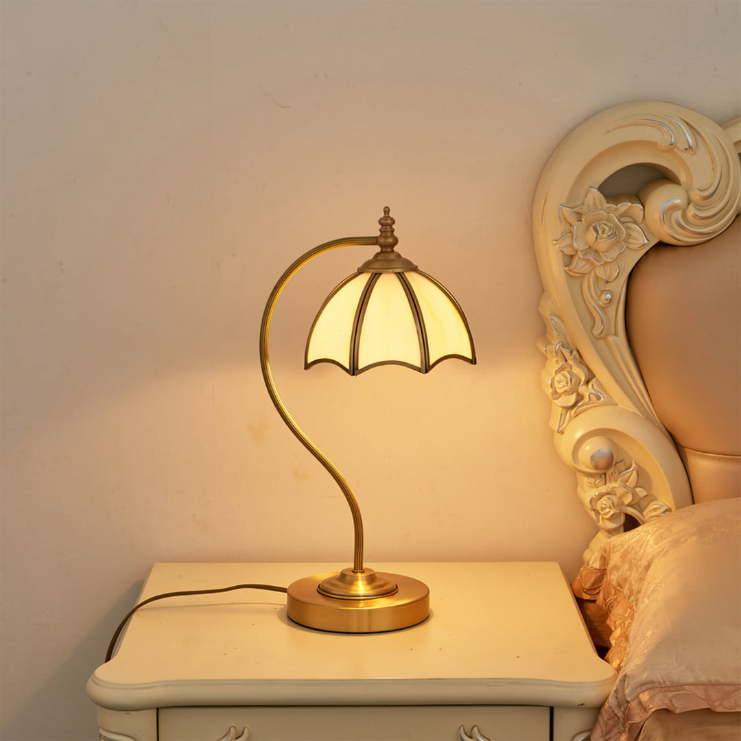 Vintage Table Lamp – Curved Relief Dome Shade