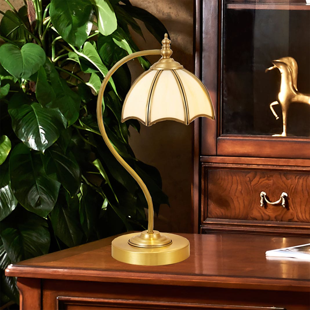 Vintage Table Lamp – Curved Relief Dome Shade