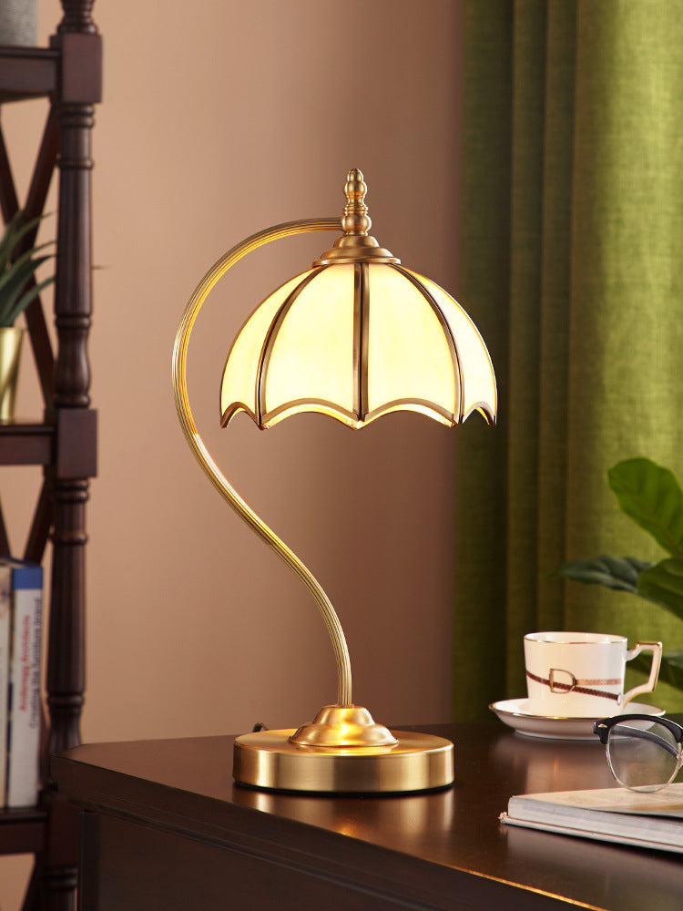Vintage Table Lamp – Curved Relief Dome Shade
