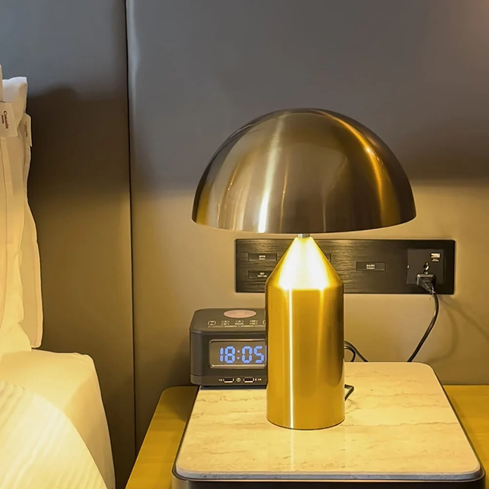 Table Lamp with Minimalist Hemispherical Shade