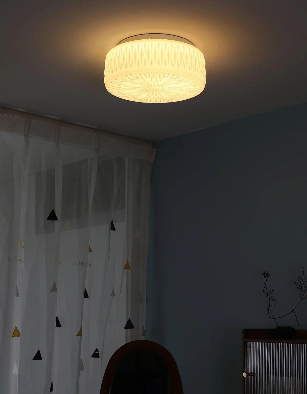 Vintage Cylindrical Embossed Flush Mount LED Light