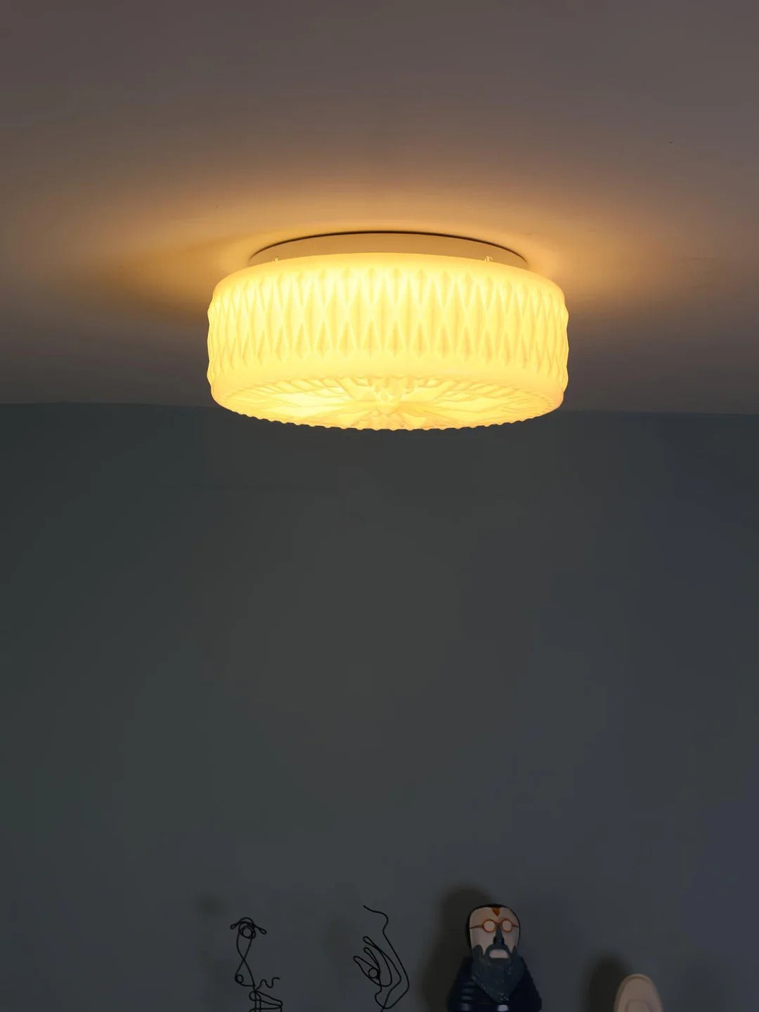 Vintage Cylindrical Embossed Flush Mount LED Light