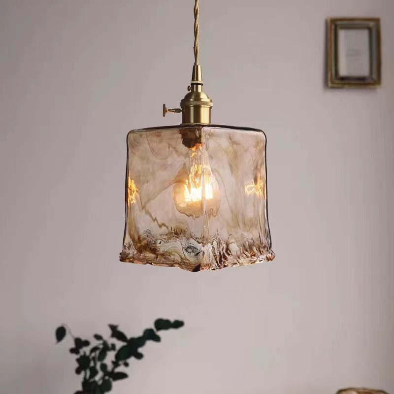 Pendant Light in Vintage Irregular Square Design