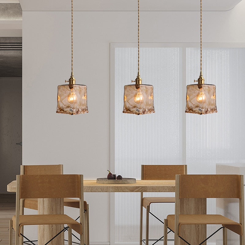Pendant Light in Vintage Irregular Square Design