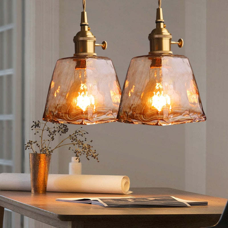 Pendant Light in Vintage Irregular Square Design