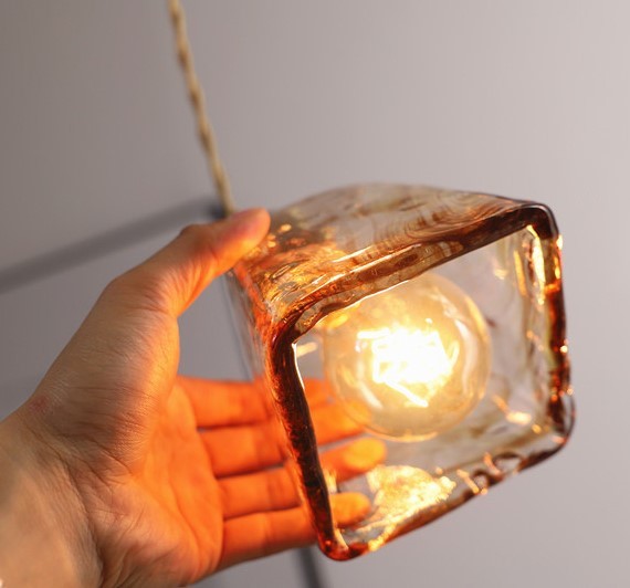 Pendant Light in Vintage Irregular Square Design