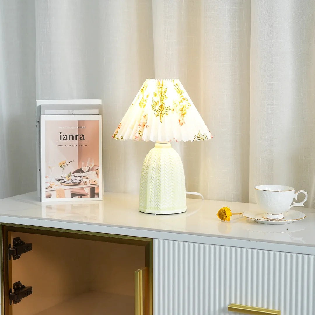 Vintage Table Lamp with Conical Pleated Lampshade