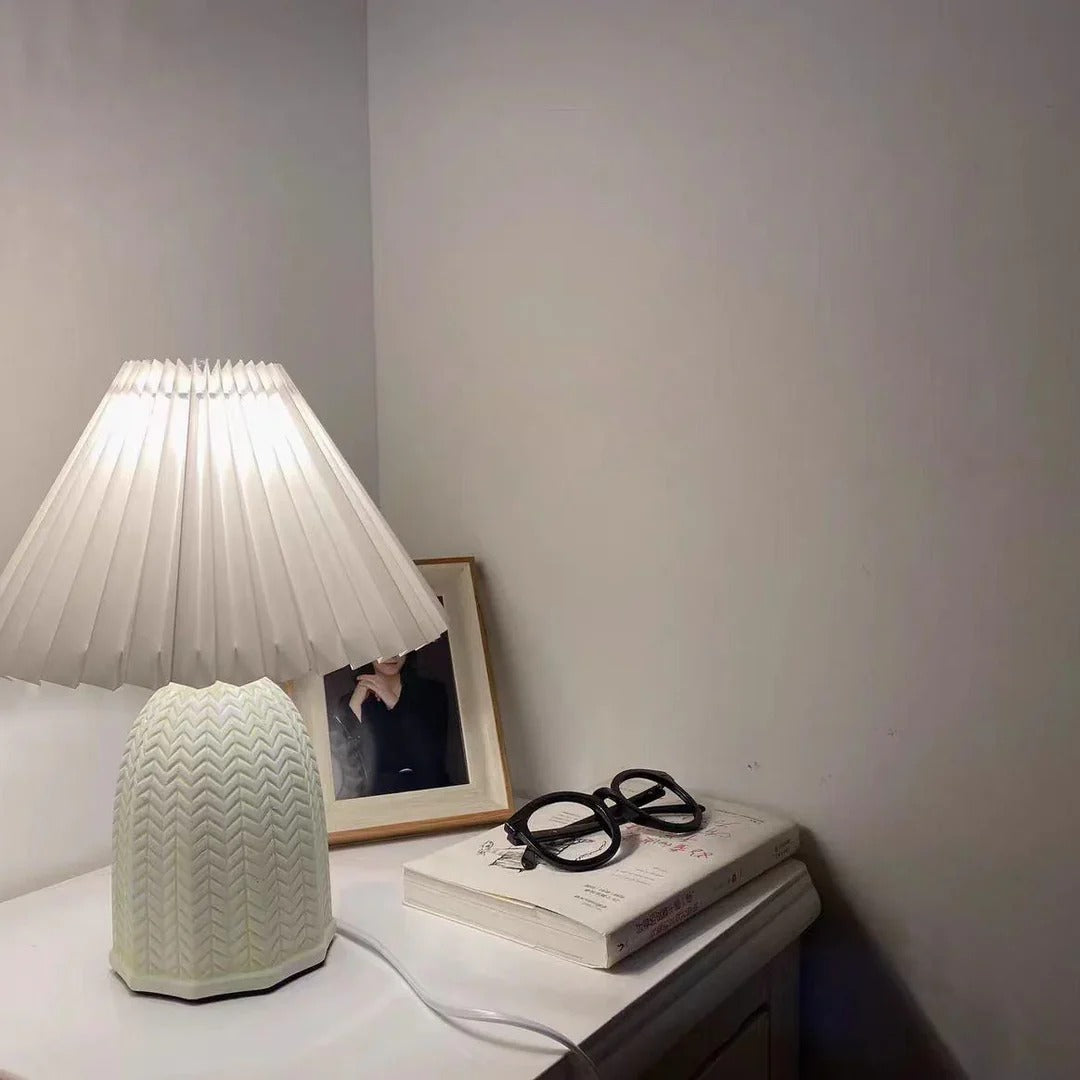 Vintage Table Lamp with Conical Pleated Lampshade