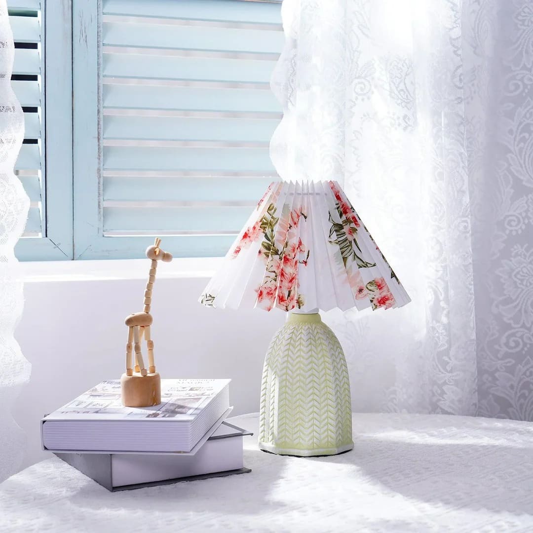 Vintage Table Lamp with Conical Pleated Lampshade