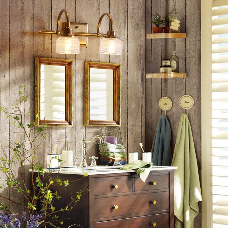 Antique Brass Wall Lamp, Dual-arm Elegance