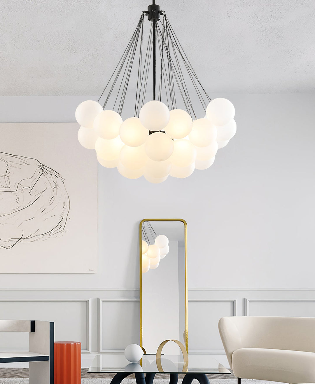 Minimalist Clustered Spherical Chandelier Fixture